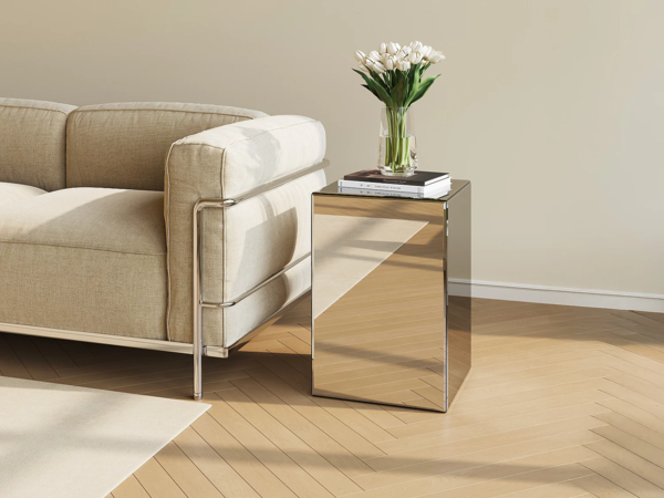 Vente-unique - Beistelltisch aus MDF und Spiegel - LAZURIO