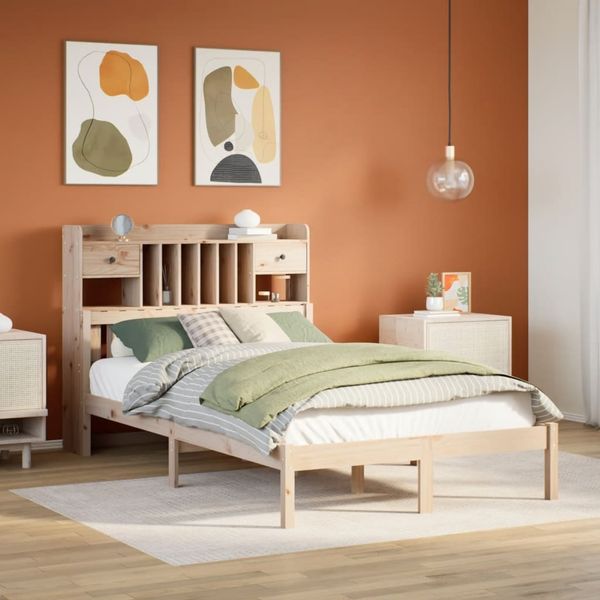 vidaXL Massivholzbett mit Regal ohne Matratze 135x190 cm Kiefer 3322331