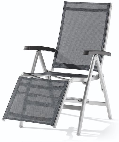 Sieger Bodega Relaxliege 6 fach verstellbar, Aluminium Graphit 62 x 109 x 95 cm