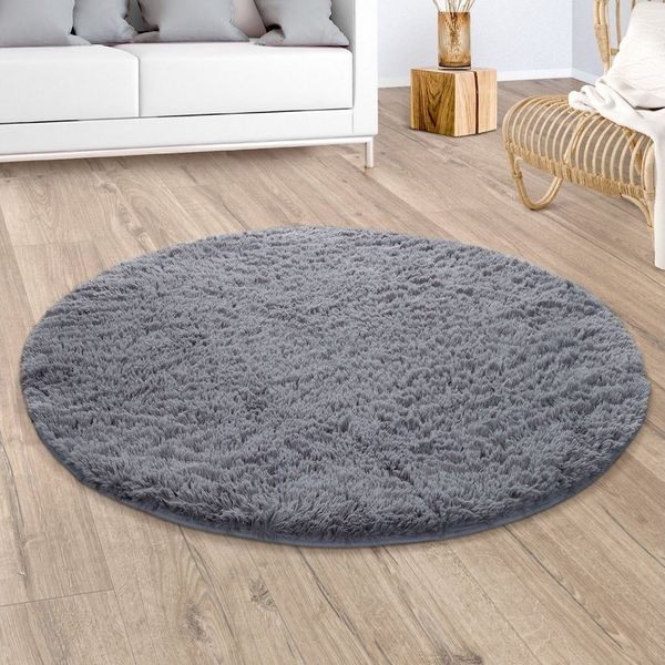 Paco Home Hochflor-Teppich Silky 591, rund, Höhe: 37 mm, Uni Farben, besonders weich und kuschelig