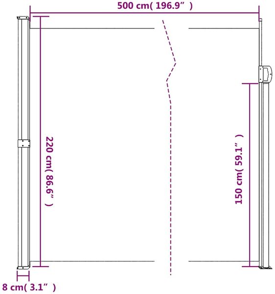 vidaXL Seitenmarkise Ausziehbar Braun 220x500 cm 4004479 Bild 10
