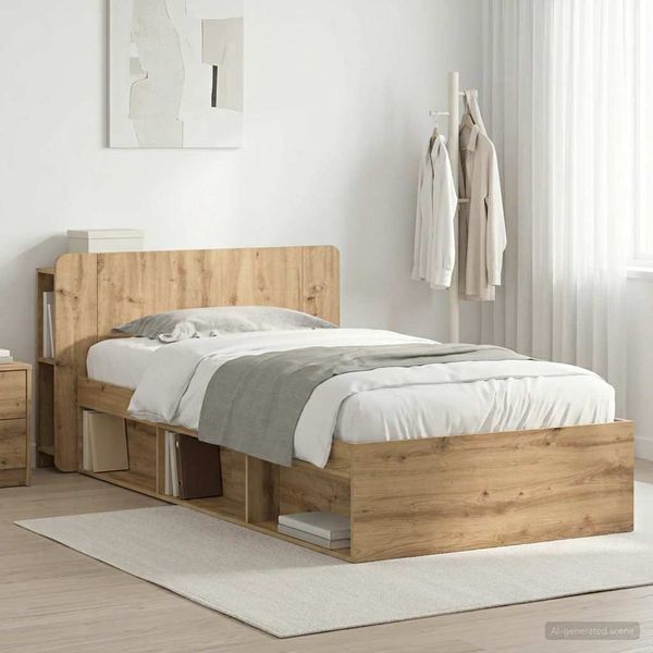 vidaXL Bettgestell mit Stauraum Artisan-Eiche 100x200 cm 3433335