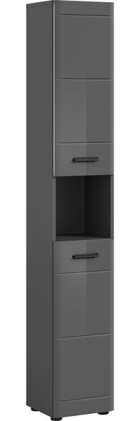 Hochschrank Soft - Grau / Grau Hochglanz
