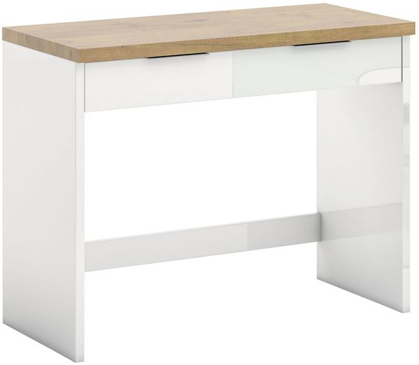 XORA 'IDEA' Konsolentisch, Holznachbildung weiß hochglanz eichefarben, 104.3 x 79.7 x 45 cm, mit Schublade und Soft-Close
