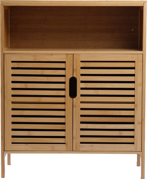 AD. CON Badezimmerschrank Bambus Badregal Badschrank mit 3 Ablagen 81x65x31cm