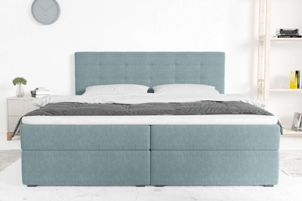 99rooms Bonvito Boxspringbett Pastellblau Strukturstoff INARI Taschen-Federung 140x200 cm Bild 4