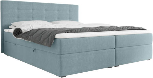 99rooms Bonvito Boxspringbett Pastellblau Strukturstoff INARI Taschen-Federung 140x200 cm Bild 2