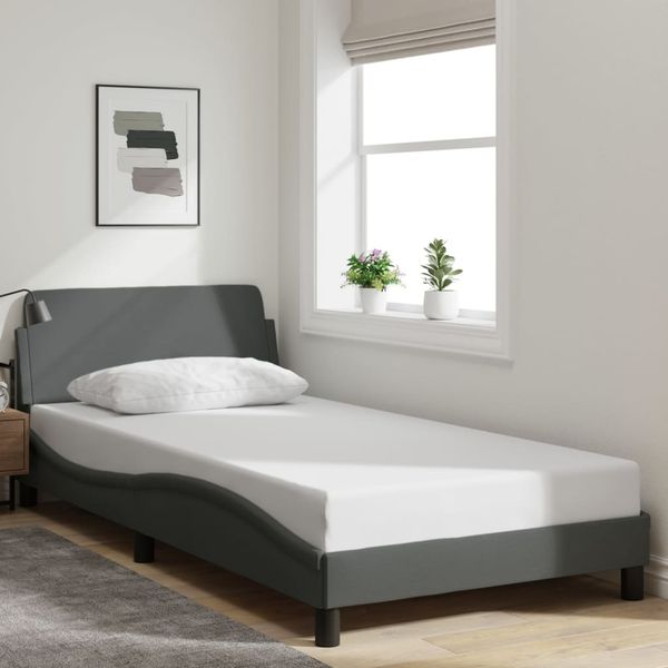 vidaXL Bettgestell "Dover" Dunkelgrau 100x200 cm Stoff 373126