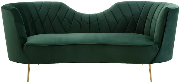 Vente-unique - ADELE Sofa SamtStoff Grün - B 85 cm x H 80 cm x L 198 cm