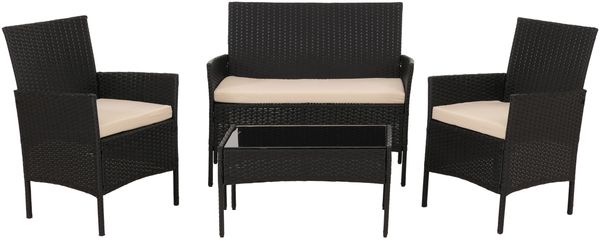 Poly-Rattan Garten-Garnitur HWC-N98, Sitzgruppe Lounge-Set, Metall Glas Stoff/Textil (180g/m²) ~ anthrazit, Kissen creme Bild 9
