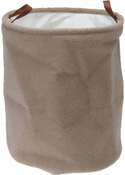 Home Styling Collection Aufbewahrungskorb aus Bouclé Griffe aus Kunstleder Ø 38x50 cm