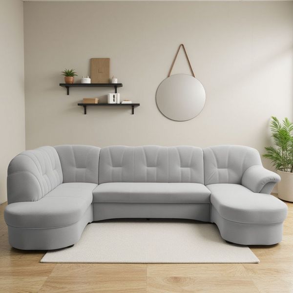 DOMO collection Wohnlandschaft Flores auch in Leder-Bezug, B/T/H: 293/180/86 cm, U-Form, 3 Teile, wahlw. mit Bettfunktion, wahlw. mit Federkern, Unser Dauertiefpreis
