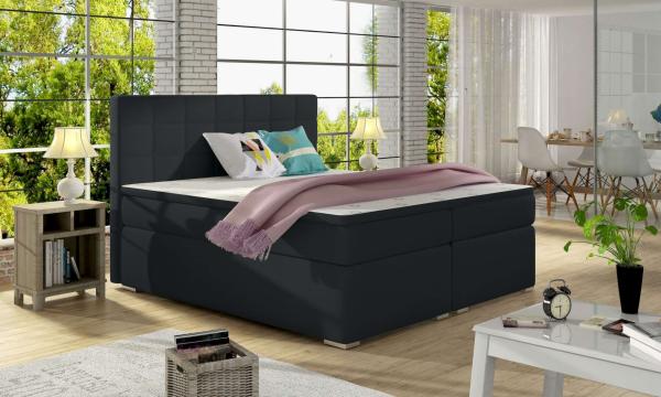 99rooms Neptune Boxspringbett Schwarz Velours KRONOS 160x200 cm