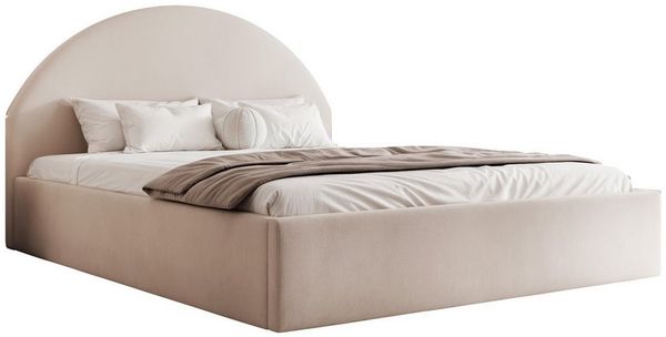 Goldstoff Polsterbett Elegantes Bett "ARCADIA" - von 120 bis 200x200 cm (Stauraumbett, Doppelbett), Luxuriöses Bett mit Stauraum und gepolstertem Kopfteil