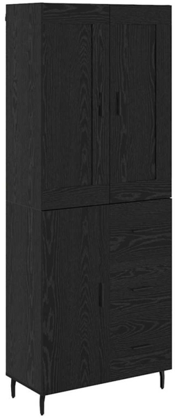 vidaXL Highboard 2 pcs Schwarz Eichen-Optik Engineered Wood und Glas 3416164