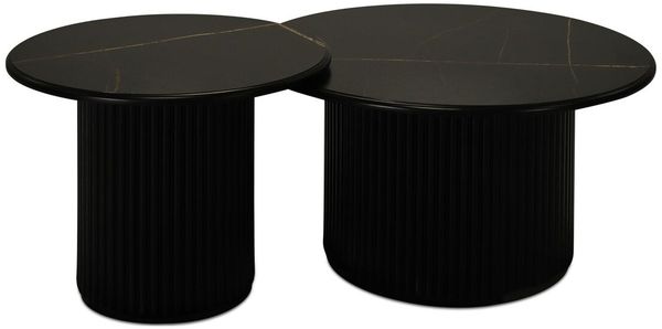 Couchtisch Ysa 2er-Set Ø60/80 cm Schwarz - mit MDF-Platte & Holzfuß