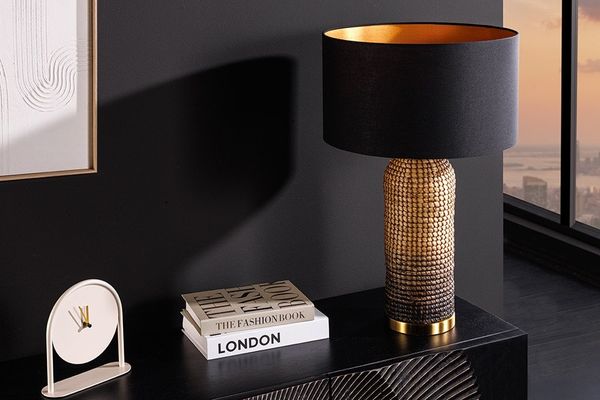 riess-ambiente Tischleuchte ZEA 60cm schwarz / natur - runder Lampenschirm, Seegras, handgefertigt, Ein-/Ausschalter, ohne Leuchtmittel, Tischlampe mit geflochtenem Gestell - ideal für natürliche Wohnzimmer