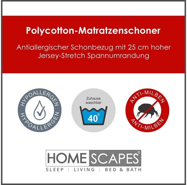 Matratzenschoner Gesteppter Matratzenschoner 90 x 190 cm mit Spannumrandung Homescapes