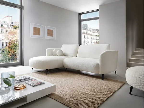 Vente-unique - AREMIA Sofa Stoff Weiß - B 180 cm x H 86 cm x L 260 cm