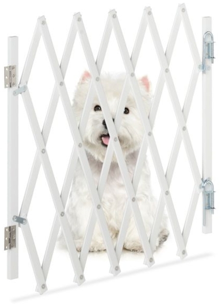 Relaxdays Hundeabsperrgitter, Bambus weiß, Breite 17-96 cm x Höhe 48,5-60 cm, Weiß