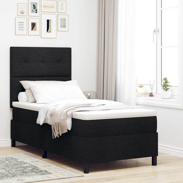 vidaXL Boxspringbett mit Kopfteil Schwarz 80 x 200 cm Stoff 3339345