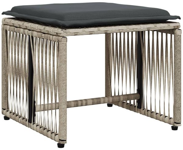vidaXL 7-tlg. Garten-Essgruppe mit Kissen Hellgrau Poly Rattan 369014 Bild 4