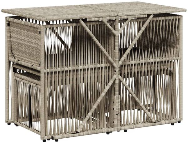 vidaXL 7-tlg. Garten-Essgruppe mit Kissen Hellgrau Poly Rattan 369014 Bild 7