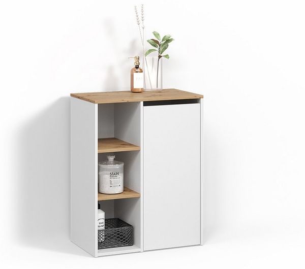 Livinity® Wäscheschrank Paolina, Weiß/Artisan, 68 x 88.2 cm mit offenen Regalen und Wäsch. (1-St)