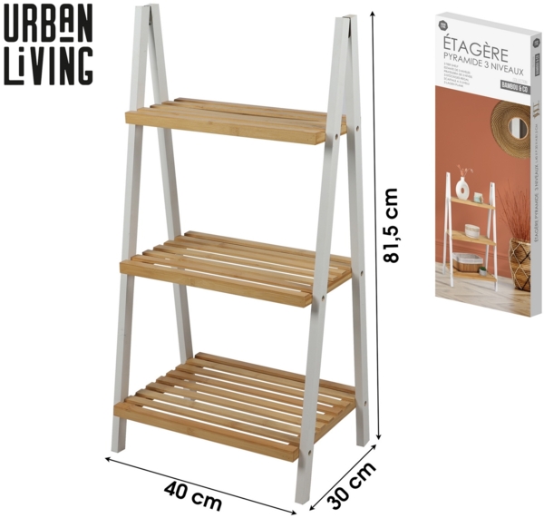 Urban Living 3-Etagen Regal Standregal Regaltreppe 40 x 30 x H81,5cm 31376