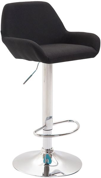 Barhocker DUBLIN - Schwarz, Stoff, Chrom Barhocker mit Lehne Barstuhl Tresenhocker Tresenstuhl Kneipenhocker Kneipenstuhl