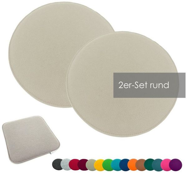 heimtexland Â® Sitzkissen Set Filz Stuhlkissen Stuhlauflage Filzkissen Stuhl Polster Kissen Typ631 2er Set 35 cm Rund Sand