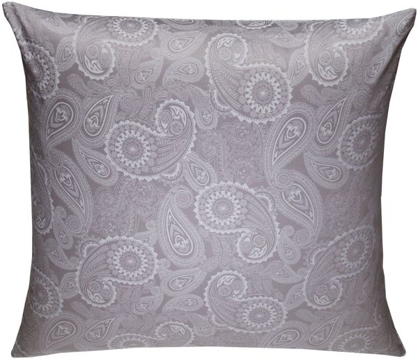 Bettwaesche-mit-Stil Mako-Satin Damast Paisley Bettwäsche "Davos" weiß - grau Kissenbezug 80x80 cm