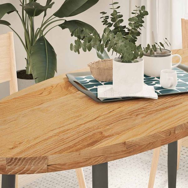 vidaXL Tischplatte Hellbraun 140x60x4 cm Massivholz Eiche Oval 4009052