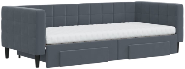 vidaXL Tagesbett Ausziehbar mit Schubladen Dunkelgrau 90x200 cm Samt 3196764 Bild 2