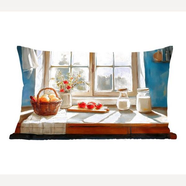 MuchoWow Dekokissen Stillleben - Küche - Durchsichtig - Vintage, Dekoration, Zierkissen, Kissen mit Füllung, 50x30 cm