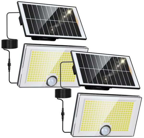 skelo LED Solarleuchte Solarlampen für Außen, Solarleuchte mit Bewegungsmelder, 204 LED, solar strahler außen, LED fest integriert, Kaltweiß, 3 Modi, IP65, PIR-Sicherheitsleuchte für Garten, Hof, Schuppen, Garage