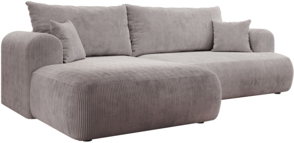Selsey 'Ovo Cord' Ecksofa mit Cordbezug, Schlaffunktion und Stauraum, Hellgrau, links