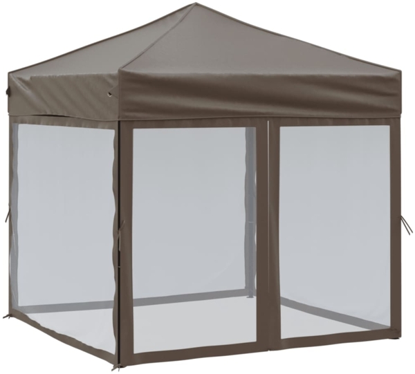 vidaXL Partyzelt Faltbar mit Seitenwänden Taupe 2x2 m 93512