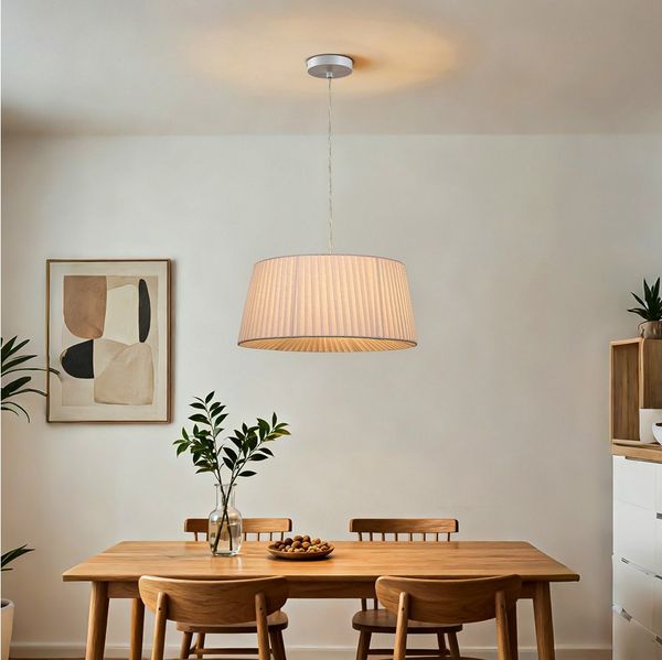 STANBOW Deckenleuchte Deckenlampe mit Pillise-Stoffschirm, Hängelampe, Modern-Skandinavisch, ohne Leuchtmittel, Pedellampe, Ess-, Wohn- & Schlafzimmer, 150 cm, E27, Höheverstellbar