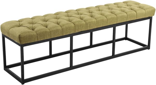 Sitzbank MEXICO - Stoff Grün 150x38x46 cm | Sitzbank Flur Sitzhocker Esszimmerbank Polsterbank Schlafzimmerbank