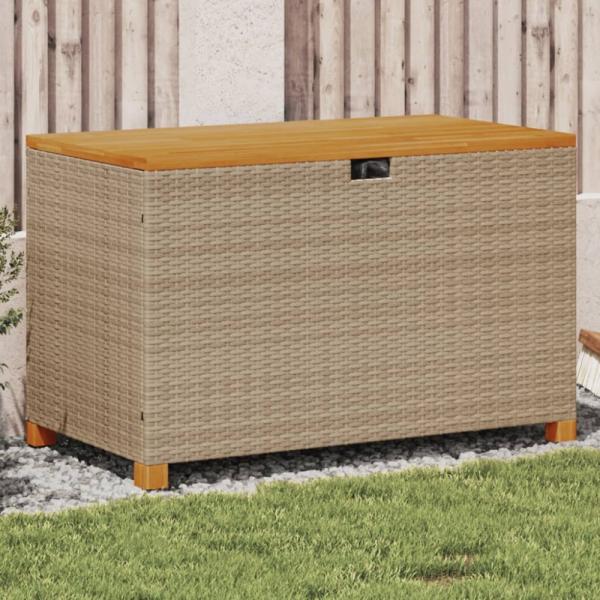 vidaXL Gartentruhe Beige 110x55x63 cm Poly Rattan Akazienholz 366287