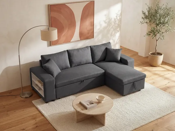 Vente-unique - SELIM Sofa Stoff Grau - B 145 cm x H 84 cm x L 240 cm