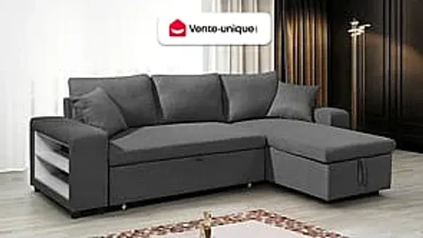 Vente-unique - SELIM Sofa Stoff Grau - B 145 cm x H 84 cm x L 240 cm