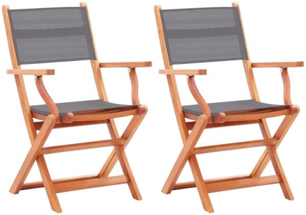 vidaXL Gartenstühle 2 Stk. Klappbar Massivholz Eukalyptus & Textilene 48690