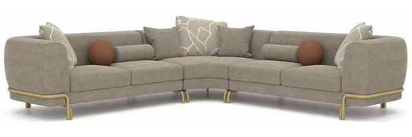 Casa Padrino Luxus Ecksofa Grau / Messing 315 cm - Wohnzimmer & Hotel Möbel
