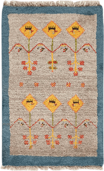 Looma 'Goldasteh' Gabbeh Sonnat handgeknüpft, Schurwolle Grau, 59x89 cm