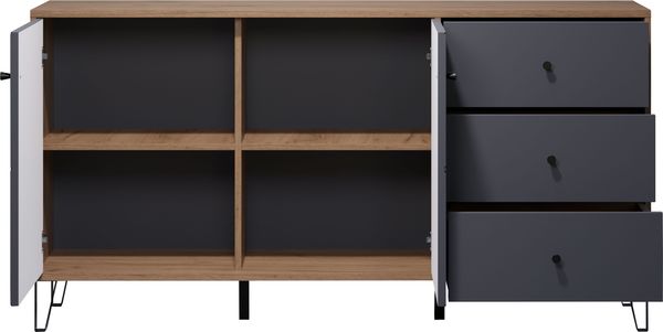 'Montez' Sideboard, MDF, Graphite grau und Eiche Kraft Gold, 183 x 76 x 40 cm Bild 3