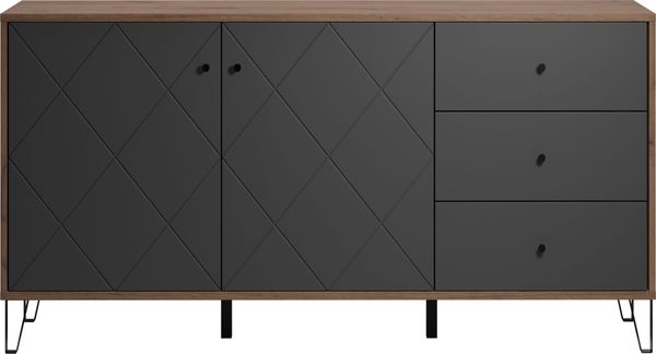 'Montez' Sideboard, MDF, Graphite grau und Eiche Kraft Gold, 183 x 76 x 40 cm Bild 2