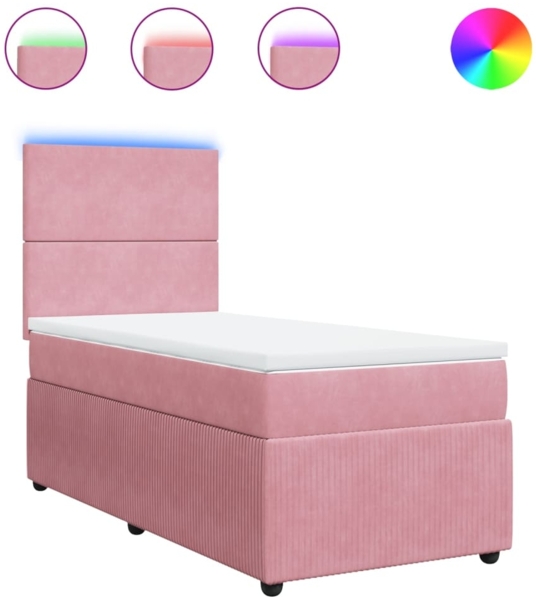 vidaXL Boxspringbett mit Matratze Rosa 90x190 cm Samt 3294513
