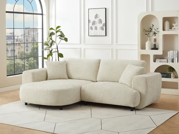 Vente-unique - RULAMA Sofa Stoff Beige - B 154 cm x H 84 cm x L 250 cm